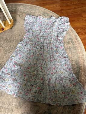 Janie & Jack Light Blue Floral Ruffle-Sleeve Dress
